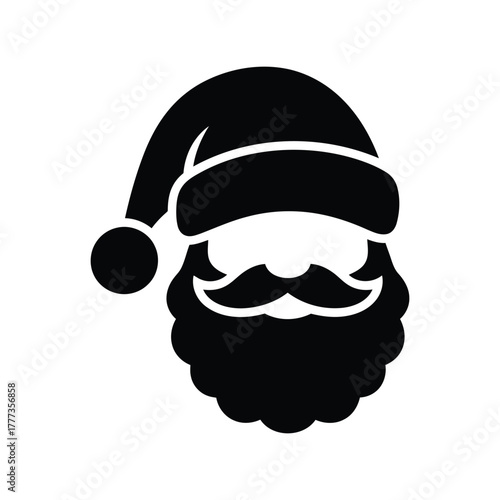 Classic santa claus silhouette icon festive christmas character symbol isolated on white background