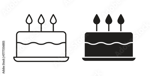 Cake icon with glyph and line. black vector icons for Web UI