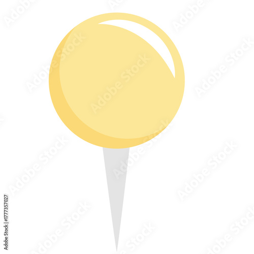 Bright yellow round pushpin with shadow, suitable for cheerful, bold, or highlight-themed visual projects.