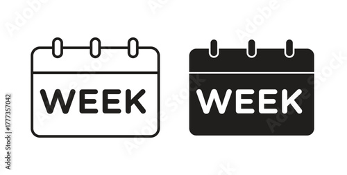 Calendar week icon with glyph and line. black vector icons for Web UI