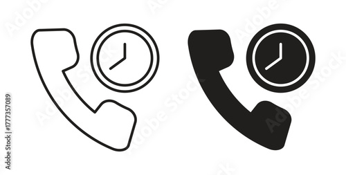 Call duration icon with glyph and line. black vector icons for Web UI