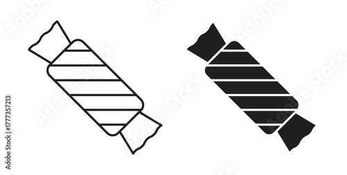 Candy-sweet icon with glyph and line. black vector icons for Web UI