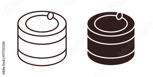 Canned food icon with glyph and line. black vector icons for Web UI