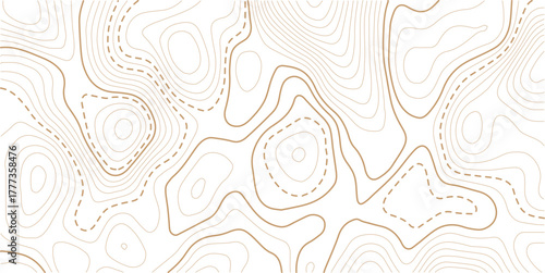 Abstract topo contour map on white background, Topographic map Topographic contour lines map seamless pattern.. Abstract mountain terrain map background with abstract shape line texture.
