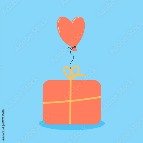 Happy Holiday Greeting Card Background. Party Doodle Decorative Element. Hand Drawn Funny Vibrant Childish Element. Gift Box for Birthday Party, Christmas Family Gift, New year or Wedding Greeting