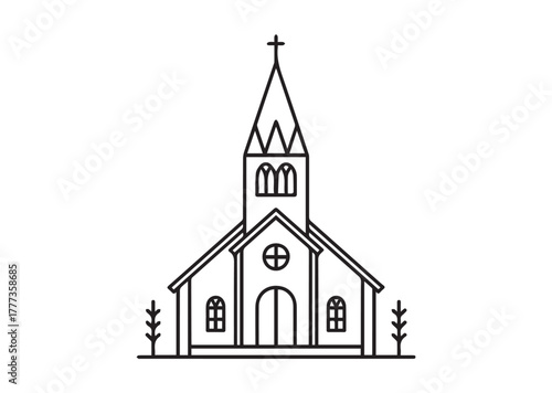 Church Line art Vector design