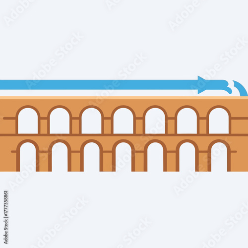 Ancient aqueduct structure with water flowing across the top.