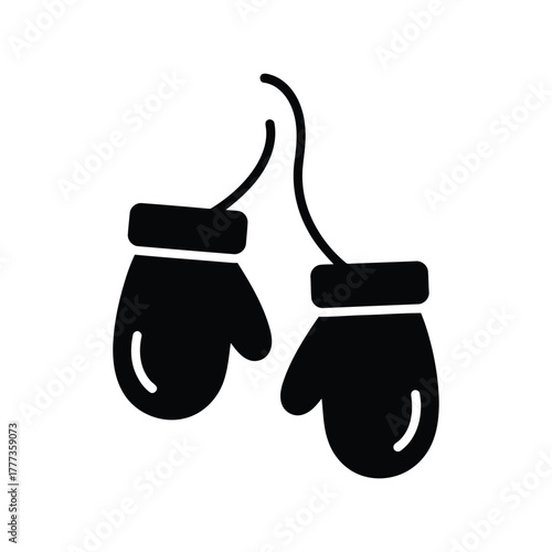 Hand drawn winter mittens illustration simple icon for cold weather and outdoor activities isolated on white background