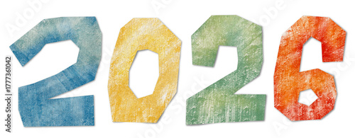 2026 Colorful Textured Number Typography paper texture 