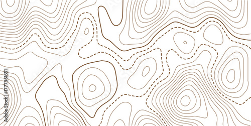 Abstract topo contour map on white background, Topographic map Topographic contour lines map seamless pattern.. Abstract mountain terrain map background with abstract shape line texture.