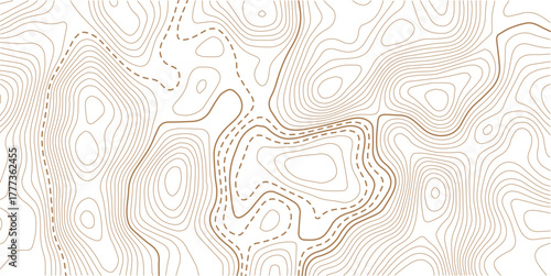 Abstract topo contour map on white background, Topographic map Topographic contour lines map seamless pattern.. Abstract mountain terrain map background with abstract shape line texture.