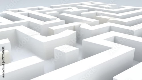 Wallpaper Mural An elevated view of a stylized, white maze, showcasing the paths and walls in a crisp, clean environment Torontodigital.ca