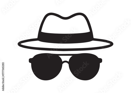 Sunglasses and hat Line art Vector design