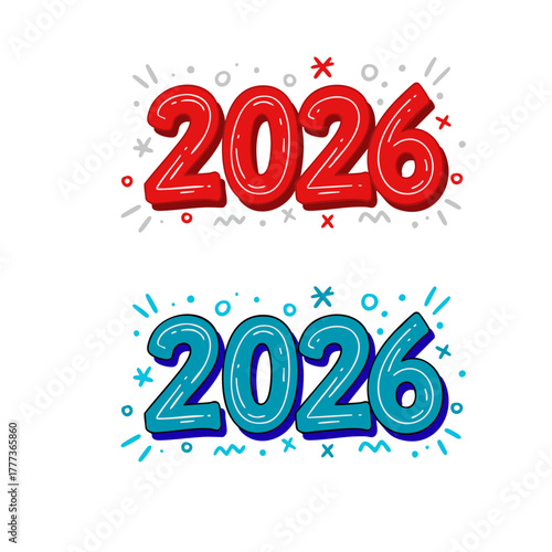 Vibrant 2026 New Year Hand Drawn Typography