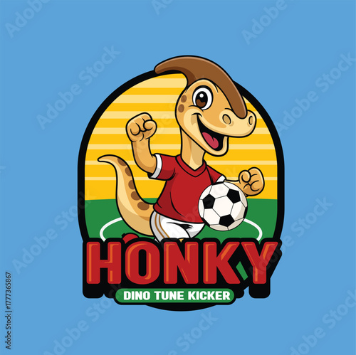 Cute Parasaurolophus Sport Mascot Shirt Design in Cartoon Style