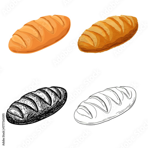 Assortment of Bread Loaf Illustrations