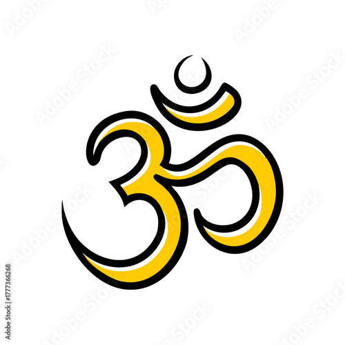 Golden om symbol on black background