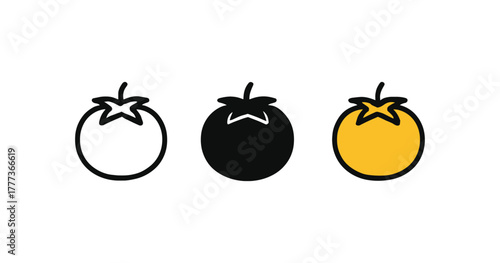 Minimalist tomato icons in black and yellow outlines
