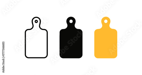 Minimalist cutting board set with outline and solid designs on white background