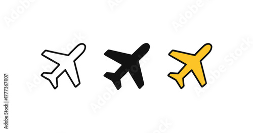 Minimalist airplane icons in monochrome and yellow