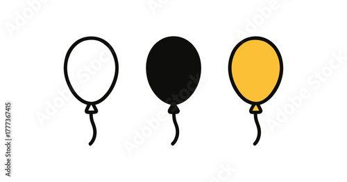 Minimalist balloons in monochrome and yellow tones for modern decor
