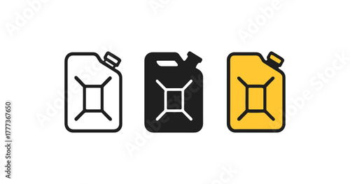 Oil can icons: outline, solid, and colorful variations