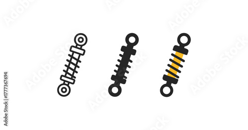 Mechanical shock absorbers in modern flat design trio