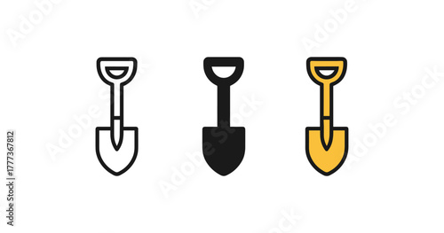 Minimalist shovel icons in flat style