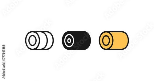 Minimalist battery icons: outline, filled, and colored designs