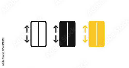 Elevator buttons in black, yellow, and outline with arrow indicators