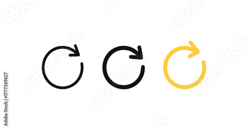 Minimalist circular arrow icons in black and yellow for refresh and reload