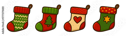 Christmas stockings cartoon icons ,holiday, gift, decoration, cozy, festive