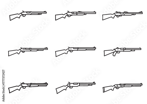 Set of Shotgun Line art Vector design