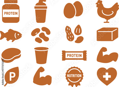 protein, dietary protein, nutrition illustration, healthy food concept, muscle building graphic, fitness nutrition artwork, protein source illustration, food supplement design, amino acids illustratio