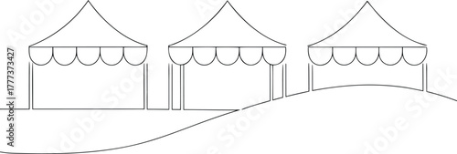Three circus tents on a rolling hill outline festival