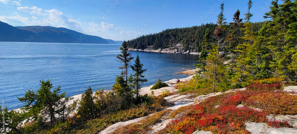 Fototapeta premium Tadoussac, Quebec, Canada: Pointe-de-l'Islet Trail at the mouth of the Saguenay Fjord