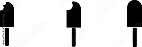 Ice Cream Silhouette Icons – Minimal Popsicle Shapes with Bite Mark Vector Design