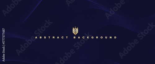Premium background with diagonal dark blue lines pattern. Vector horizontal template for contemporary formal invitation, prestigious gift certificate, digital luxury business banner, luxury voucher.