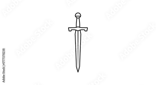 Minimalistic sword illustration showcasing historical warfare and fantasy concepts with intricate