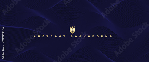 Premium background with diagonal dark blue lines pattern. Vector horizontal template for contemporary formal invitation, prestigious gift certificate, digital luxury business banner, luxury voucher.