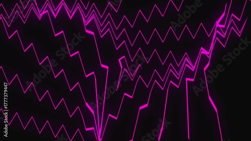 Neon Glowing Line Pattern Background Animation on Black Background- 4K