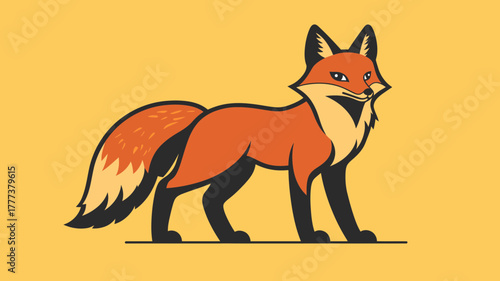 Stylish Flat Illustration of a Charming Orange Fox Animal Character Mascot
