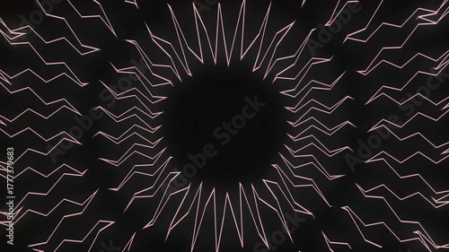 Neon Glowing Line Pattern Background Animation on Black Background- 4K