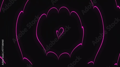 Neon Glowing Line Pattern Background Animation on Black Background- 4K