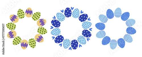 Colorful decorative egg wreaths for spring celebration in a festive setting