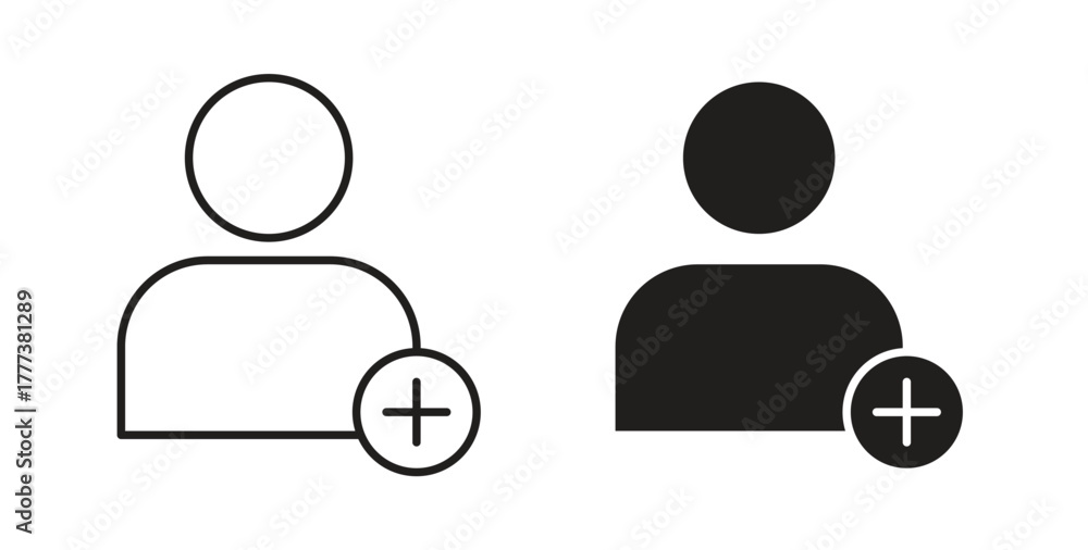 Fototapeta premium Add a new user icon concept set. Simple icon collection