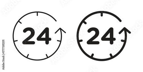 24 Hour time icon concept set. Simple icon collection