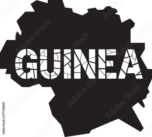 Guinea country map black silhouette geographic shape border vector illustration