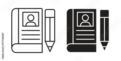 Biography icon concept set. Simple icon collection