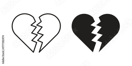 Broken heart icon concept set. Simple icon collection